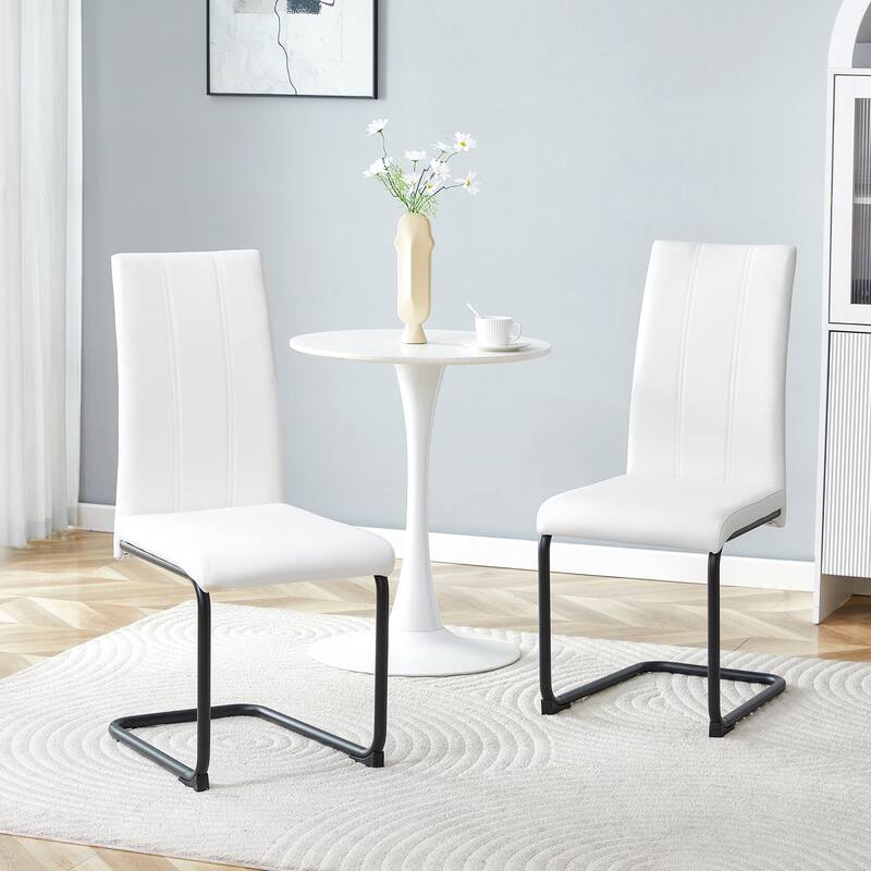4-Pack PU Upholstered Dining Chairs - Modern Kitchen Side Chairs with Sturdy Black Powder-Coated Metal Tube Legs