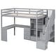 preview thumbnail 11 of 15, Practical Traditional Design Twin Size Wood Loft Bed with Storage Staircase,L-Shaped Desk with Drawers and Cabinet Beneath