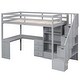 preview thumbnail 11 of 14, Twin Size Loft Bed Space Saving Bed Frame with L-Shaped Desk Cabinet and Storage Staircase Storage Loft Bed - Grey