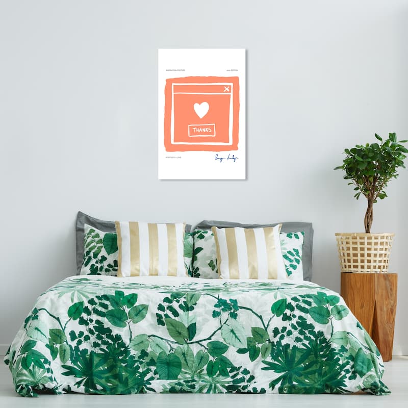 Wynwood Studio Canvas Typography and Quotes Ok Thk Love Orange and Pastel Orange Modern & Contemporary Wall Art Canvas Print - 24 x 36
