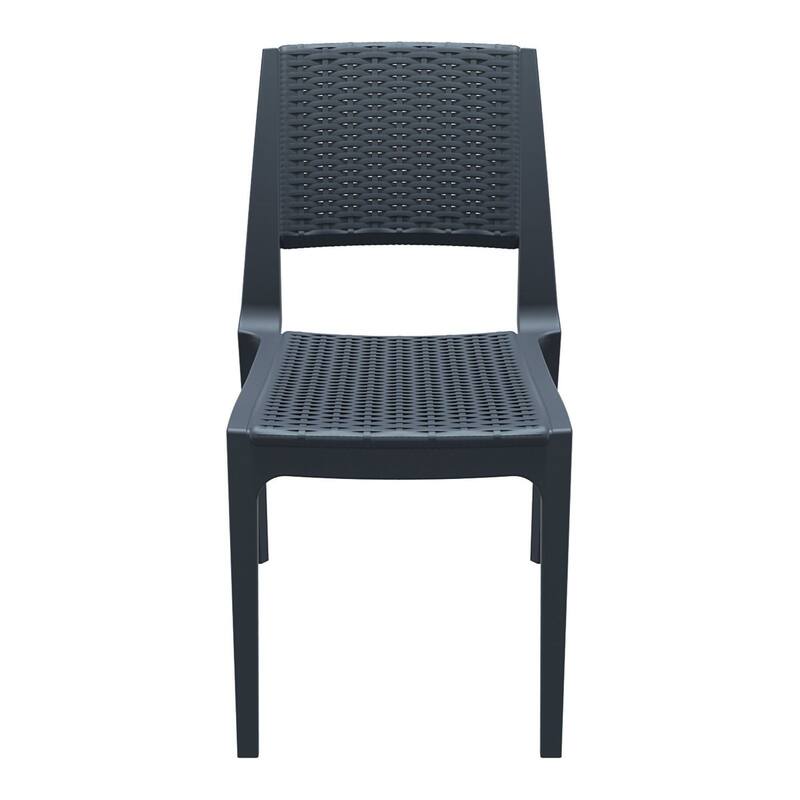 34" Gray Outdoor Patio Wickerlook Dining Chair