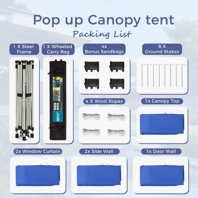 10' x 10' Pop Up Outdoor Canopy Tent Commercial Instant Reinforce Canopies with Wheeled Carry Bag