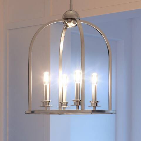 Luxury Colonial Pendant Light, 17.25"H x 15"W, with Modern Farmhouse Style, Polished Nickel, by Urban Ambiance