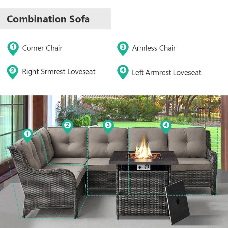 Gymojoy Wicker Outdoor Patio Furniture Sets with Fire Pit Table