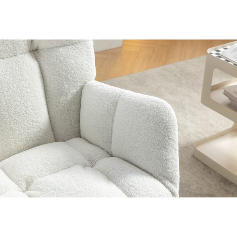 Teddy Fabric Rocking Chair with Adjustable Footrest and 300lb Capacity