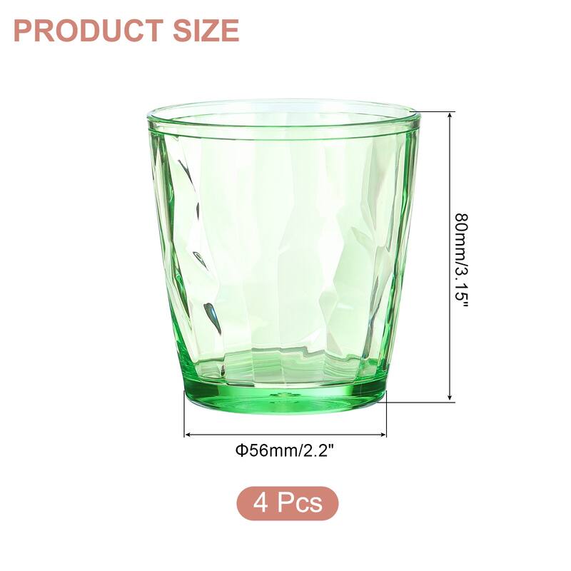 Acrylic Drinking Glasses, 4Pcs Plastic Reusable Tumblers - Green - 7oz
