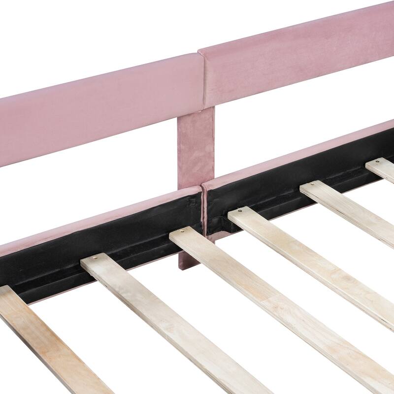 Twin Size Upholstered Daybed with Rabbit Ear Shaped Headboard for Home Office