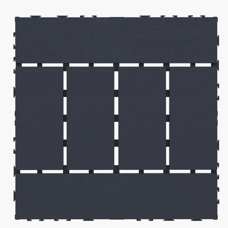 11.8"x11.8" Set of 44 Dark Grey Interlocking Wood-Plastic Composite Flooring Deck Tiles