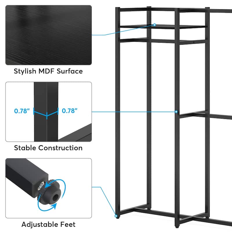 Garment Rack Heavy Duty Clothes Rack Free Standing Closet Organizer with Shelves and 4 hanging Rods - 18" wide
