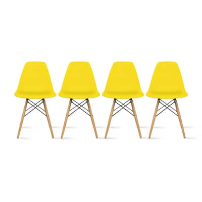 Molded Dining Side Chairs For Kitchen Eiffel Metal Legs Design Bedroom Waiting Room (Set of 4)