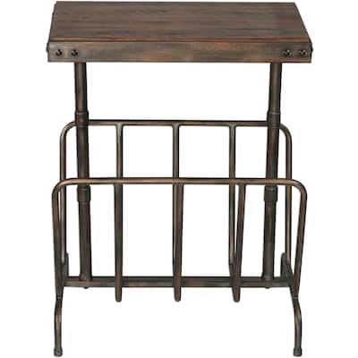 Uttermost Sonora 12" Long Iron and Walnut Wood End Table