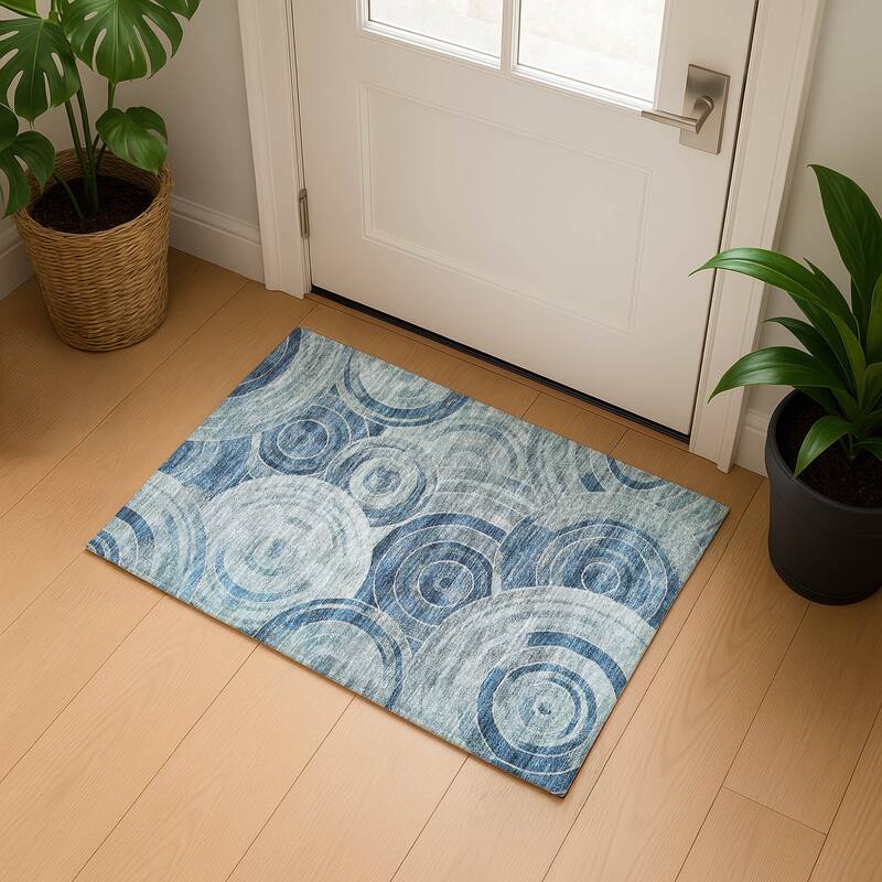 Premium Washable Super Soft Contemporary Mosaic Mayfield Rug - Blue - 1'8" x 2'6"