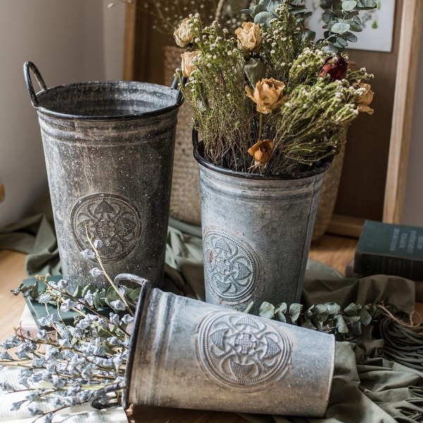 RusticReach Antique Floral Carving Iron Flower Pot. Opens flyout.