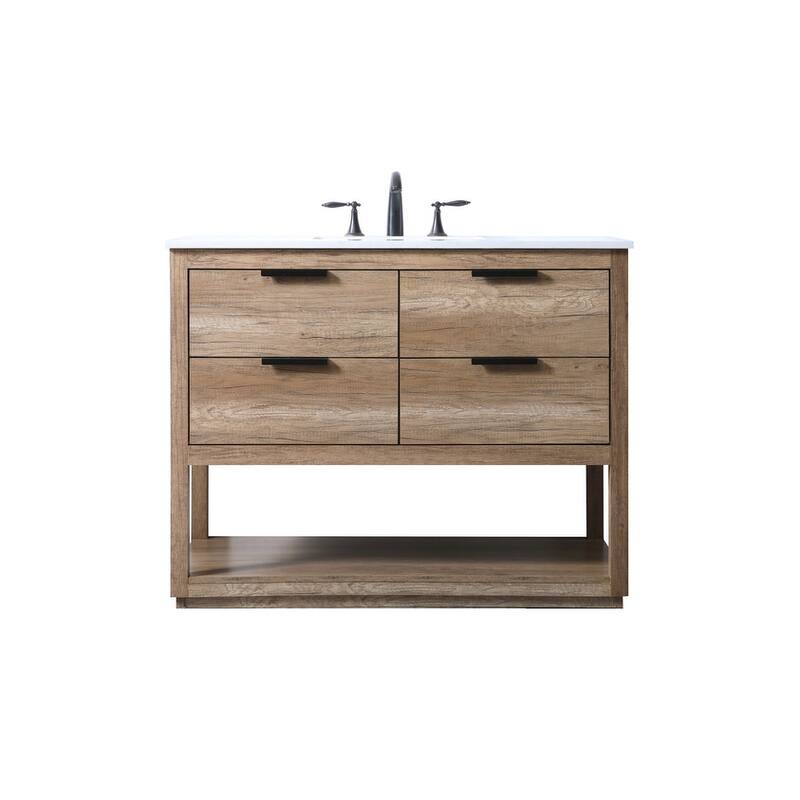 Elegant Lighting VF19242 Larkin 42" Free Standing Single Basin Vanity - Natural Oak - Oak Finish