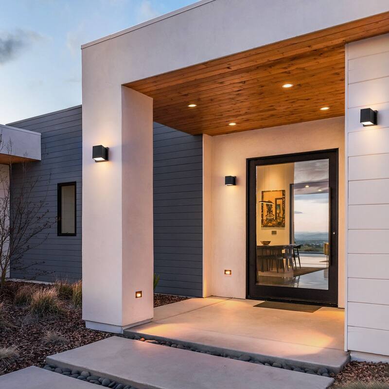 2-Light Matte Black LED Outdoor Wall Sconce