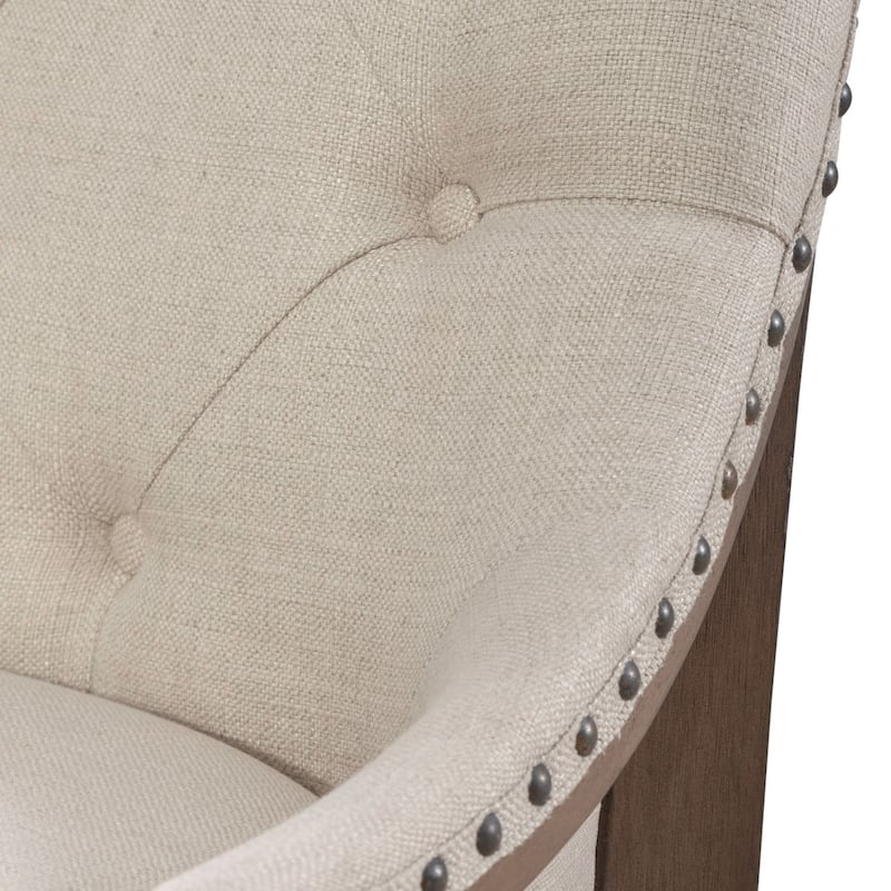Americana Farmhouse Dusty Taupe Upholstered Shelter Dining Bench