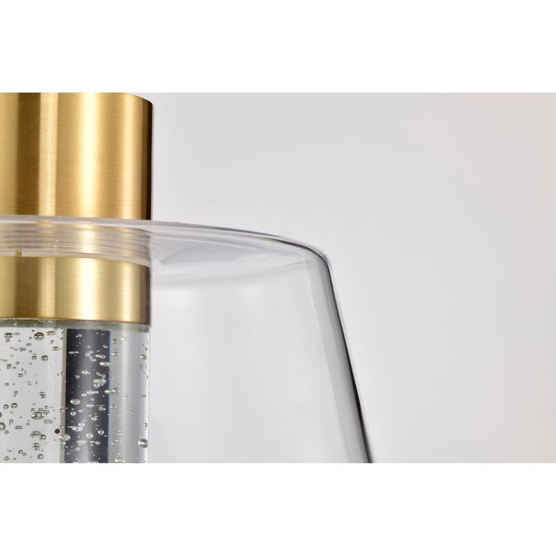 Aura 12 Inch LED Pendant Brushed Brass K9 Bubble Crystal 3000K CCT - Brushed Brass