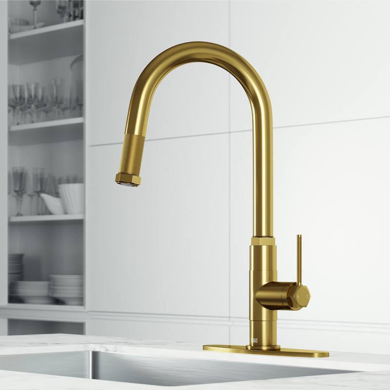 VIGO Hart Arched 18" H Single Handle Pull-Down Kitchen Faucet