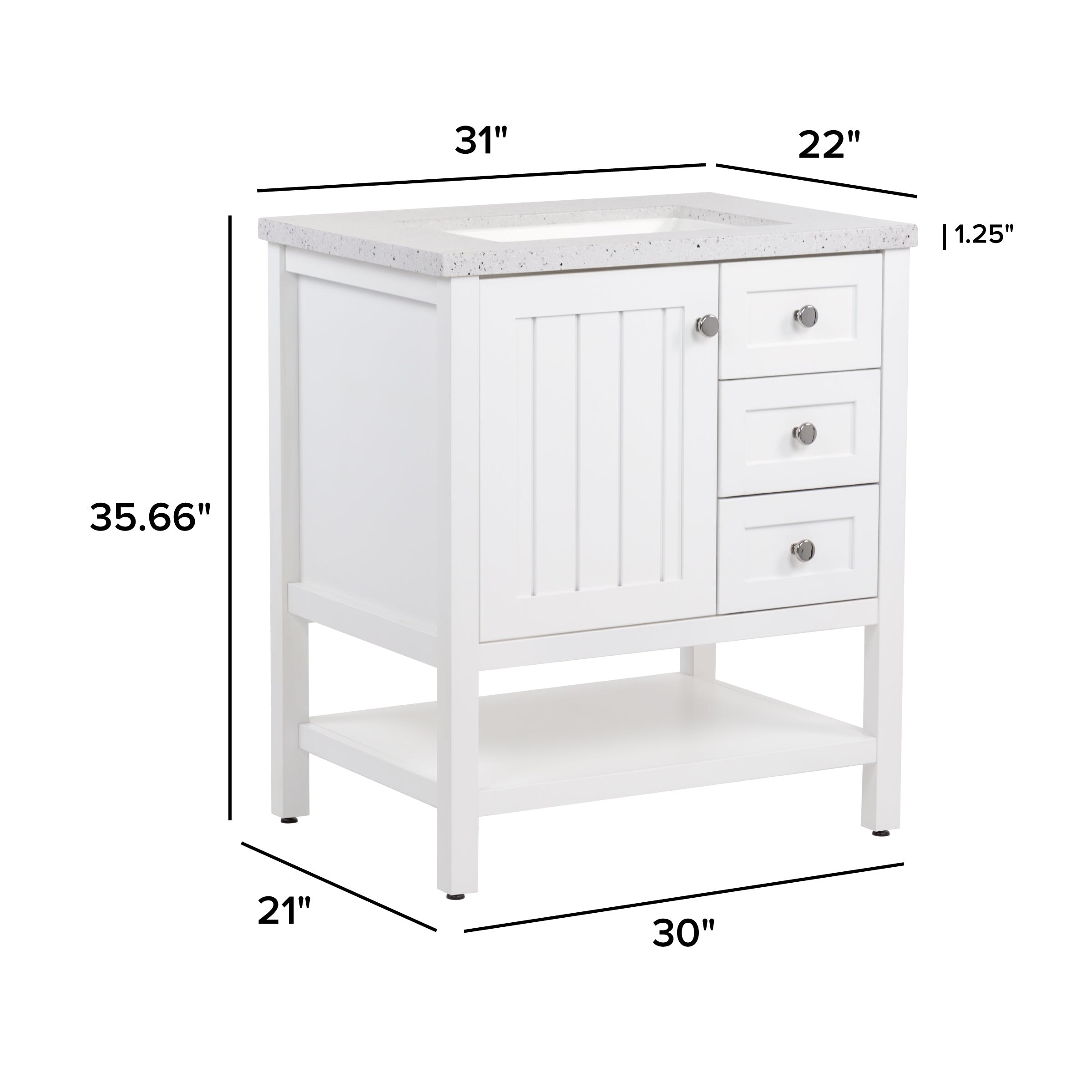 31 Bathroom Vanity With Drawers and Sink Top — Spring Mill Cabinets