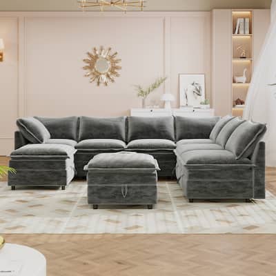 Christopher Knight Home - Salomo Fabric 8-Piece Modular Storage Sofa