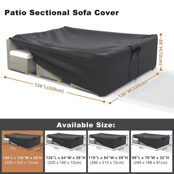 dimension image slide 3 of 4, Waterproof Patio Furniture Set Cover Outdoor Sectional Sofa Cover