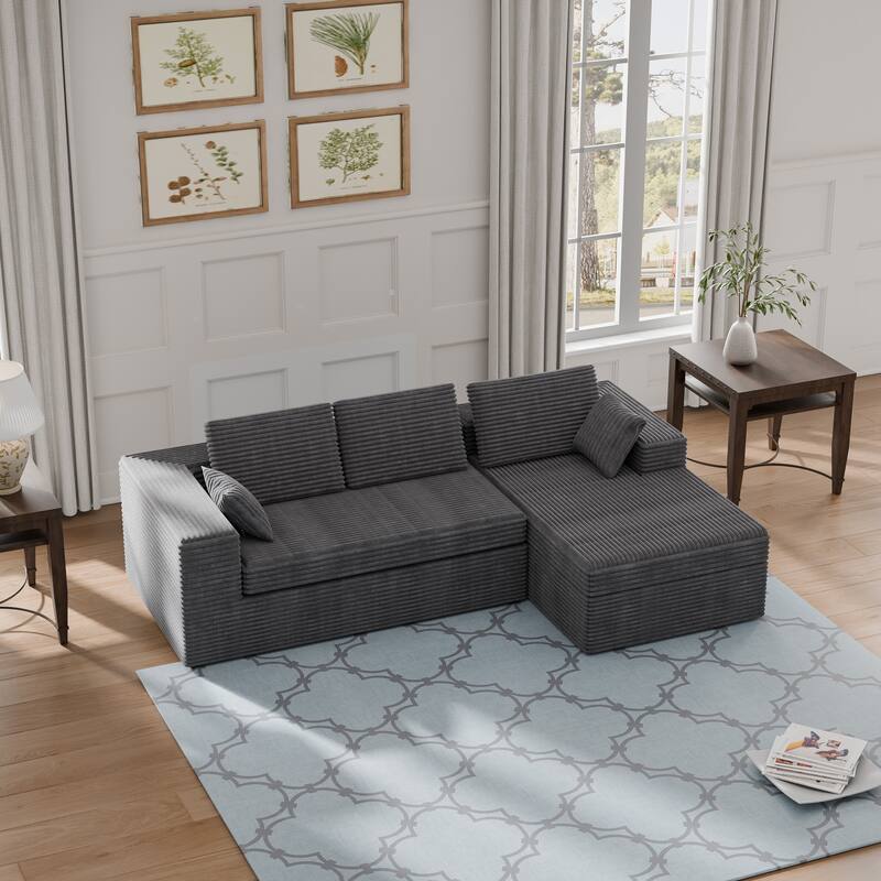 Modland 108" Boneless Cloud Couch, Modular L-Shaped Sectional Sofa, No Assembly, Corduroy