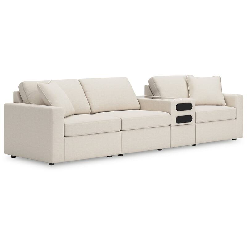 Signature Design by Ashley Modmax 4-Piece Sectional with Audio Console - 125"W x 37"D x 36"H - White