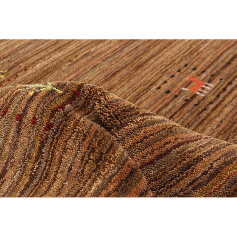 ECARPETGALLERY Hand Loomed Kashkuli Gabbeh Dark Brown Wool Rug - 3'11 x 5'8