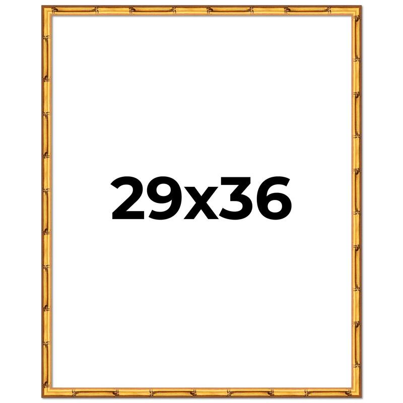 29x36 Frame Gold Bamboo Picture Frame Modern Photo Frame Includes UV Acrylic Shatter Guard Front Acid Free Foam Backing Board