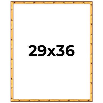29x36 Frame Gold Bamboo Picture Frame Modern Photo Frame Includes UV Acrylic Shatter Guard Front Acid Free Foam Backing Board