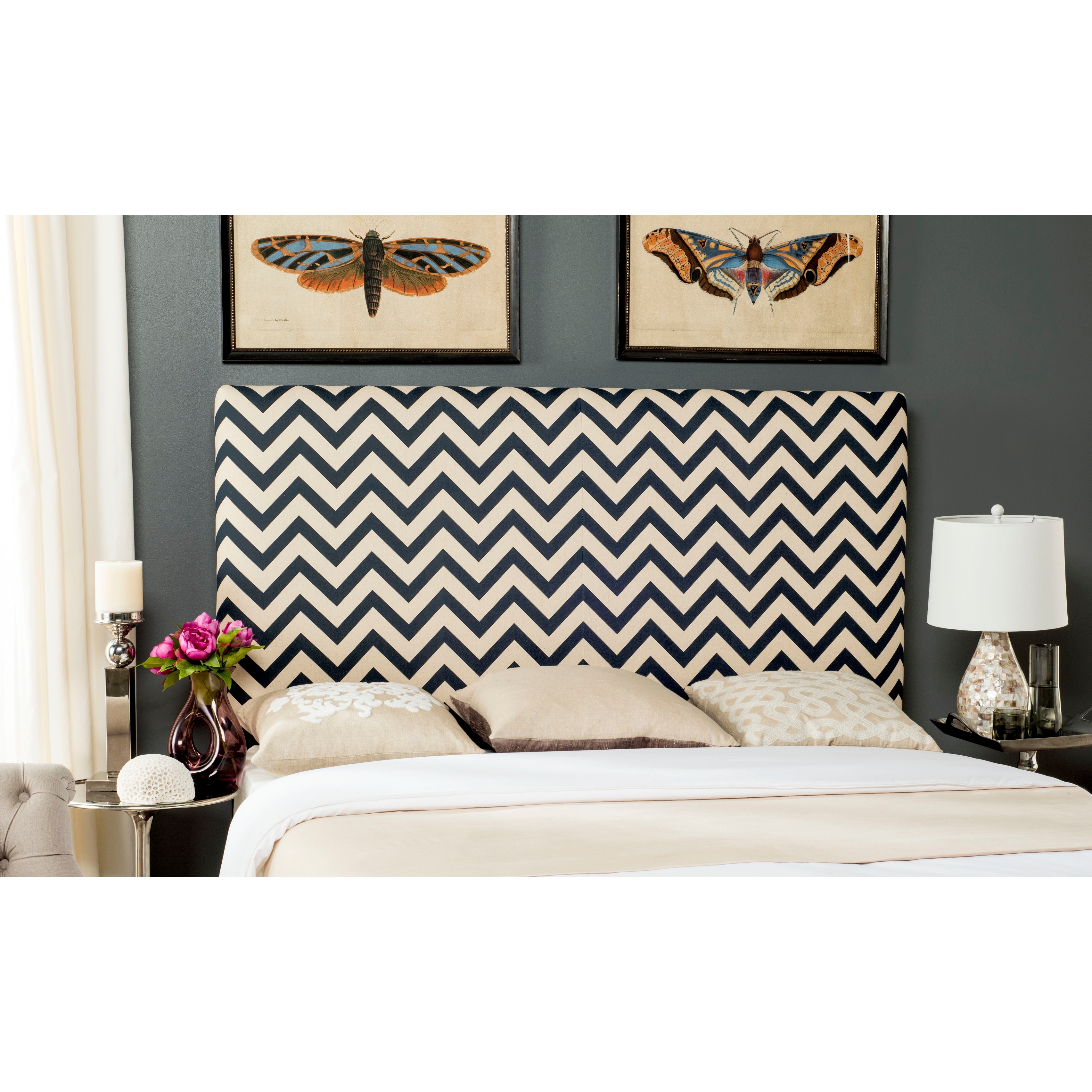 Black and outlet white striped headboard