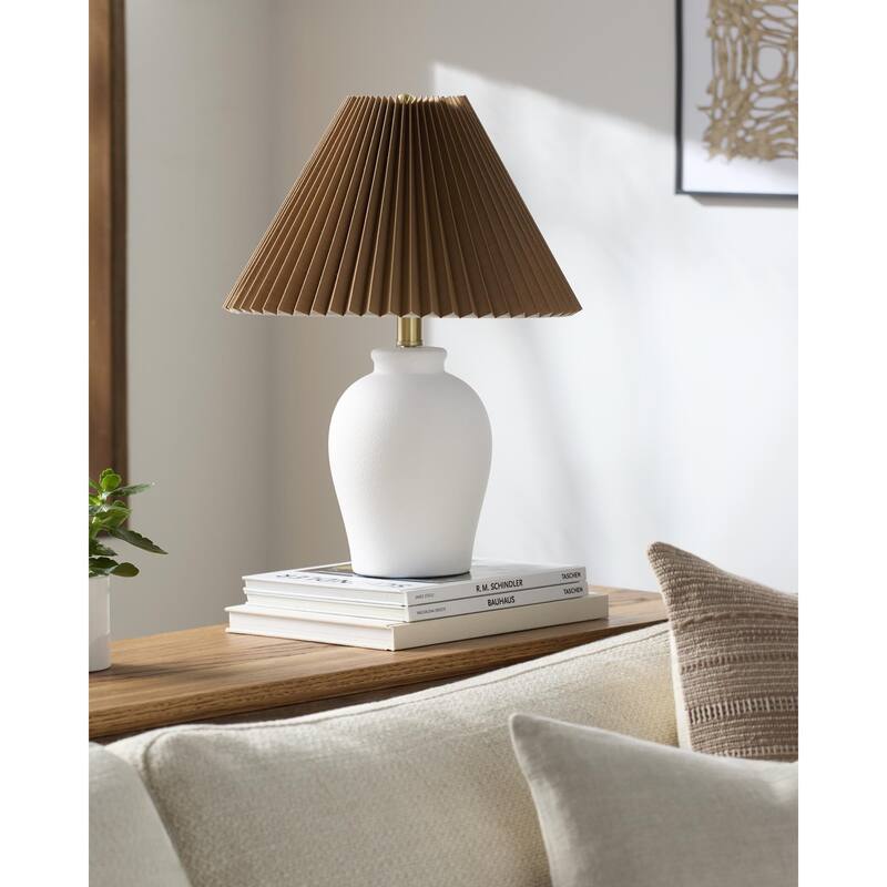 Livabliss Besson Traditional Accent Table Lamp - 19"H x 14"W x 14"D - White/Gold