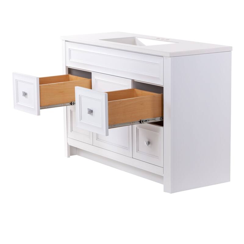 Spring Mill Cabinets Nimay 48.5" Bathroom Vanity With 1-Door Cabinet, 4 Drawers, and White Sink Top