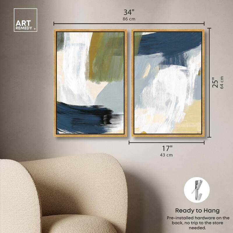 Textured Greens II Canvas Set of 2 by Art Remedy