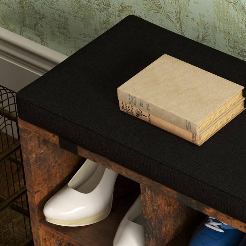 Entryway Shoe Bench with Storage, Padded Seat 40.9 inch