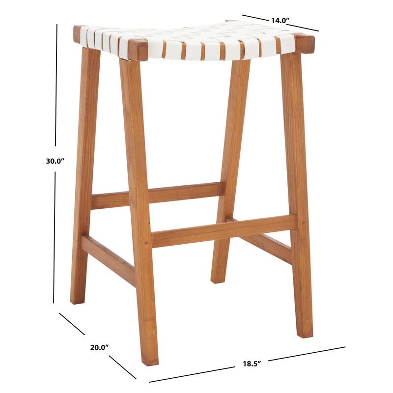SAFAVIEH Remzija 30-inch Woven Leather Rectangle Bar Stool - 20" W x 19" D x 30" H
