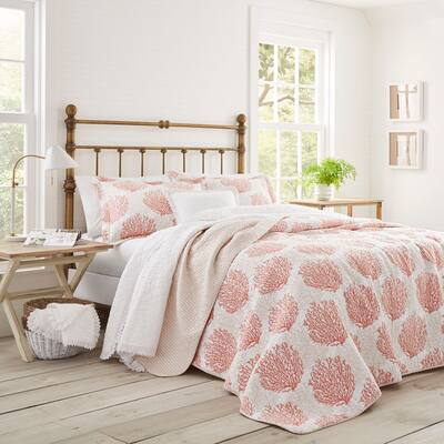 Laura Ashley Coral Coast Reversible Cotton Quilt Set