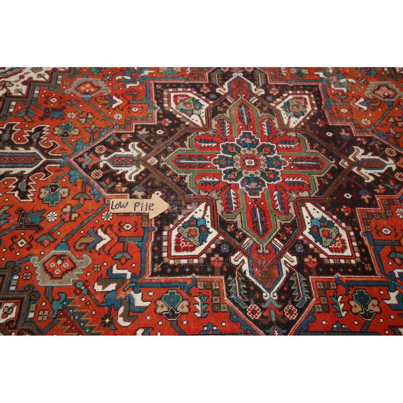 Hand Knotted Oriental 100% Wool Carpet Traditional Medallion Red Heriz Area Rug - 10' 7'' X 7' 2''