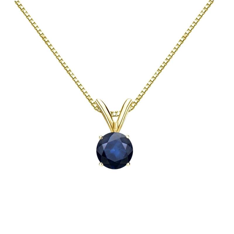 Auriya 14k Gold Blue Sapphire Solitaire Necklace 1/3ctw - Yellow