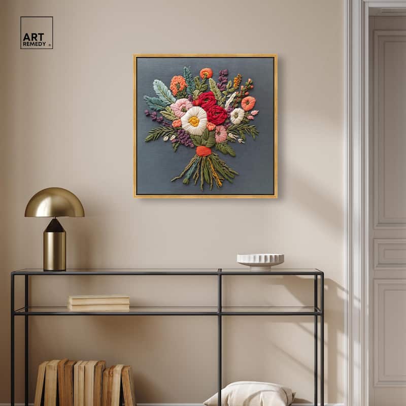 Stitched Bloom Bouquet I Canvas by Art Remedy
