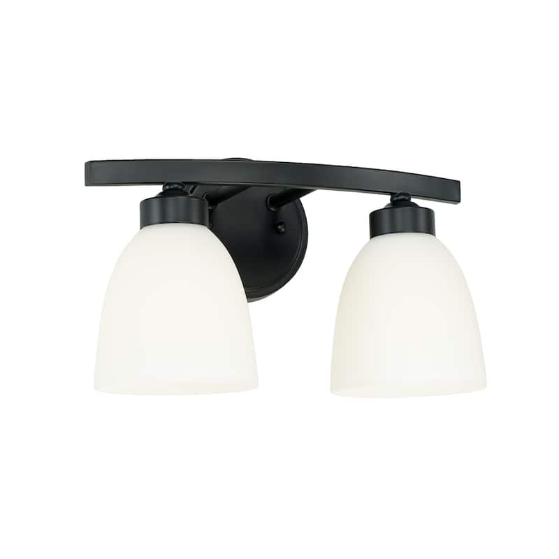 Jameson 2-light Bath/Vanity Fixture w/ Soft White Glass - Matte Black