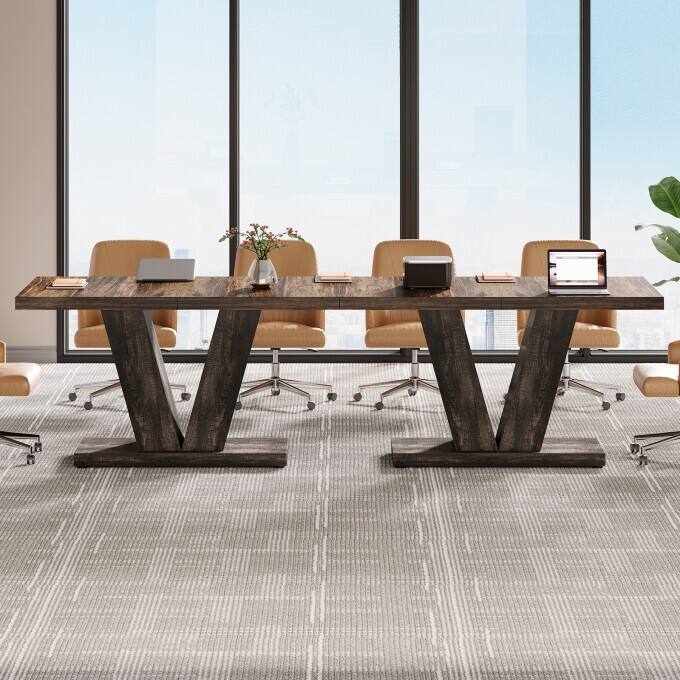 47-Inch Wooden Executive Desk with Heavy Duty Pedestal, Farmhouse Office Computer Desk for Home Office