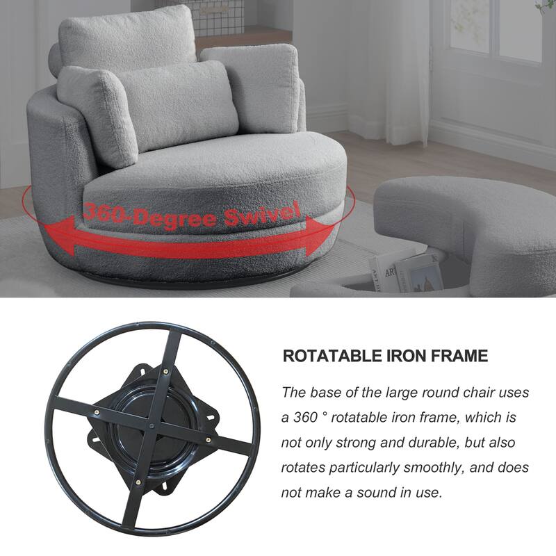 39"W Moon Upholstered Swivel Accent Barrel Chair with Storage Ottoman for Living Room - 51 x 39 x 30.5