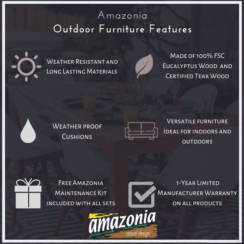Amazonia Canby 3-Piece Eucalyptus Wood Patio Dining set