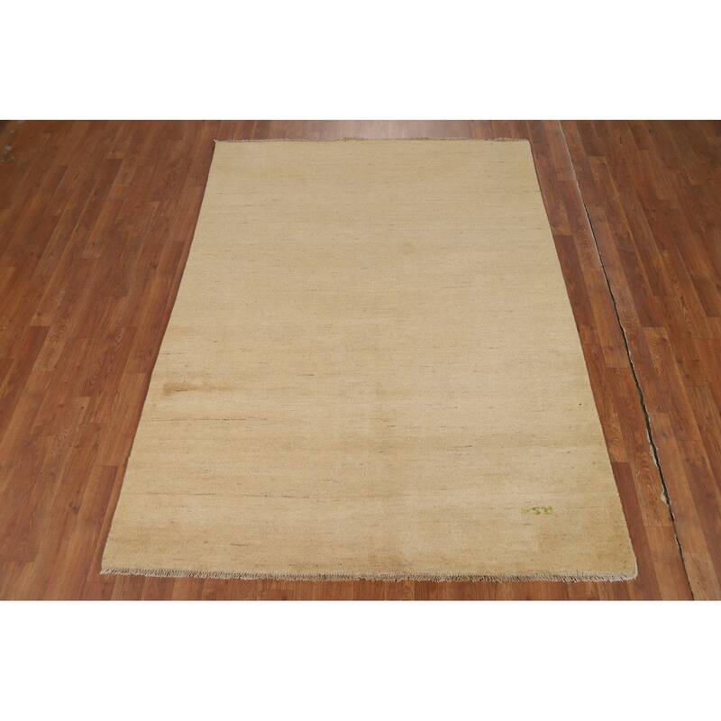 Muted Gabbeh Modern Rug Hand-Knotted Wool Carpet - 4'10"x 6'6"