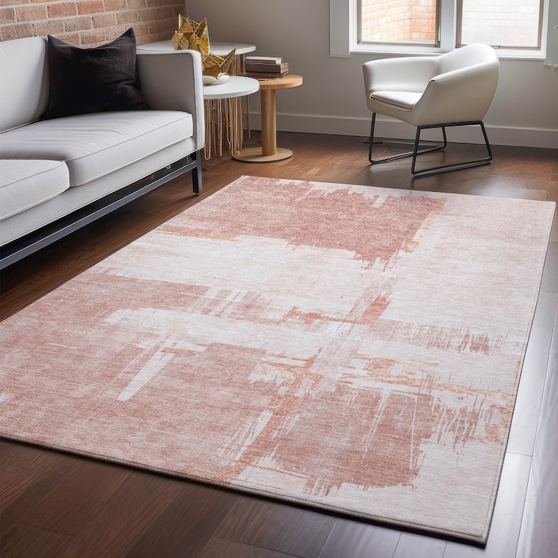 Premium Washable Super Soft Abstract Contemporary Mayfield Rug - Blush - 8' x 10' - Rectangle