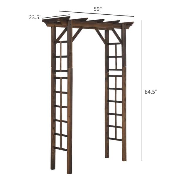 dimension image slide 1 of 3, Outsunny 7' Wood Steel Outdoor Garden Arched Trellis Arbor with Natural Fir Wood & Side Panel for Climbing Vines