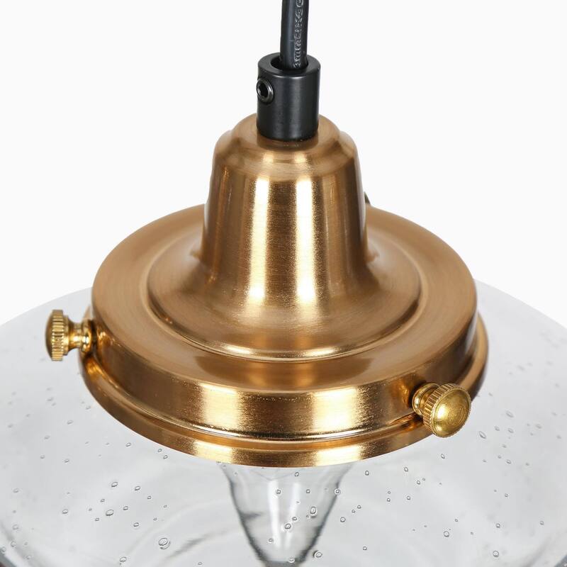 Modern 5-Light Black Gold Linear Chandeliers Kitchen Island Lights for Dining Room with Seeded Glass - 44'' L x 6.5'' W x 8'' H