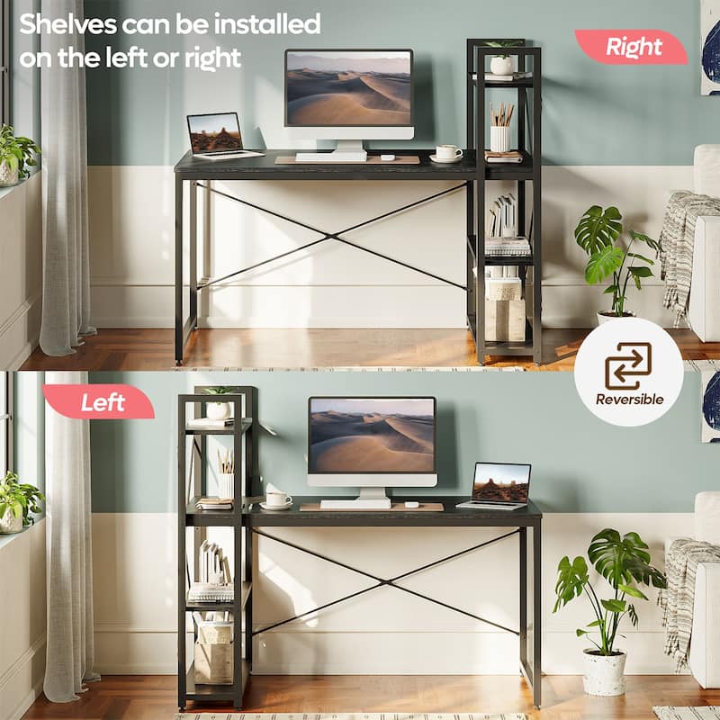 Computer Desk Home Office Computer Desk with 4 Shelves & Hooks