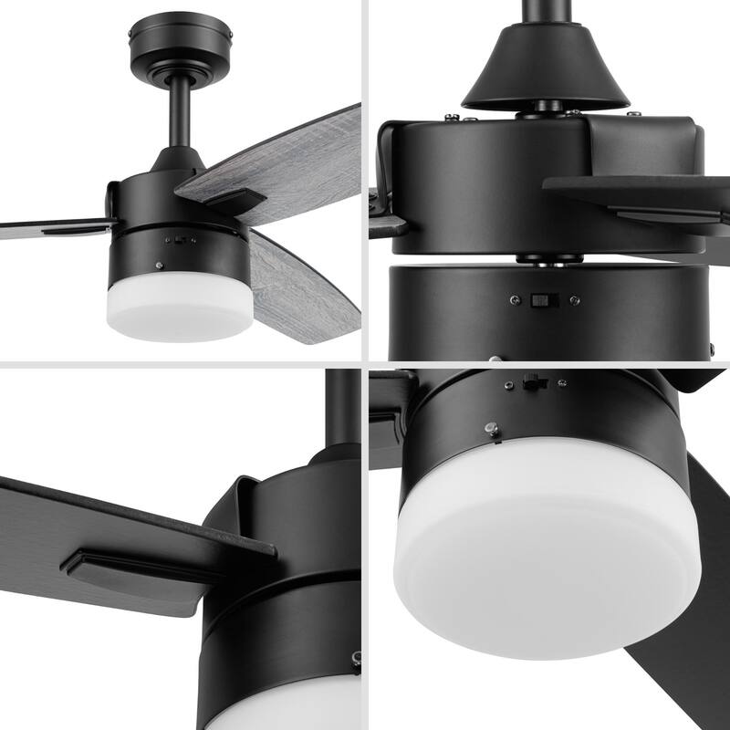 42" Honeywell Conifer Matte Black Outdoor Ceiling Fan with Light, Remote Control - 42 Inches